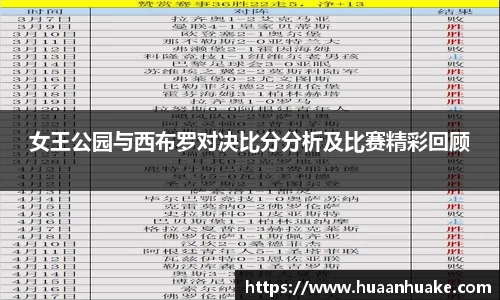 女王公园与西布罗对决比分分析及比赛精彩回顾